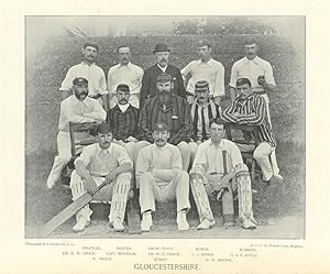 Seller image for Gloucestershire [County Cricket Team] - Wrathall - Painter - Smith (Scorer) - Murch - Roberts - Dr. E.M. Grace - Capt Newnham - Dr. W.G. Grace - J.J. Ferris - S.A.P. Kitcat - W. Troup - Board - H.W. Brown for sale by Antiqua Print Gallery