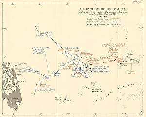 The Battle of the Philippine Sea showing general movements of the Japanese and American main flee...