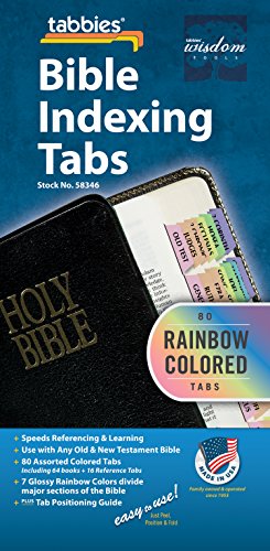 Seller image for Tabbies Rainbow Bible Indexing Tabs, Old & New Testaments, 80 Tabs Including 64 Books & 16 Reference Tabs, Multi-Colored (58346), Rainbow Colored for sale by Pieuler Store