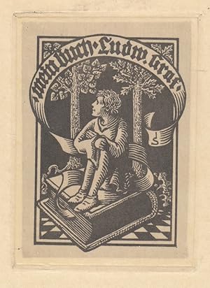 Immagine del venditore per mein Buch Ludw. Graf. Auf Buch Hockender, dahinter Laub- und Nadelbaum. venduto da Antiquariat  Braun