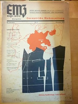 EMZ Europäische Modenzeitung November 1938 Nr. 11 Älteste Deutsche Schneider Fachzeitschrift