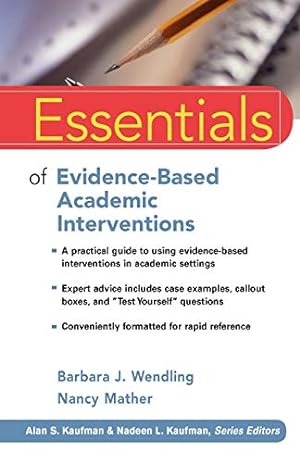 Immagine del venditore per Essentials of Evidence-Based Academic Interventions venduto da Pieuler Store