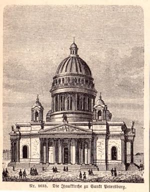 Seller image for Die Isaakkirche zu St.Petersburg. Holzstich aus Spamer`s Lexikon, Rckseite mit Text. for sale by Antiquariat Heinz Tessin