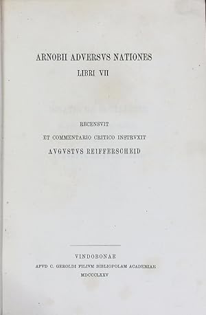 Bild des Verkufers fr Adversus nationes libri VII. Corpus Scriptorum Ecclesiasticorum Latinorum; Bd. 4. zum Verkauf von Antiquariat Bookfarm