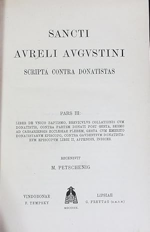 Bild des Verkufers fr Sancti Augustini opera. Corpus Scriptorum Ecclesiasticorum Latinorum; Bd. 53. zum Verkauf von Antiquariat Bookfarm