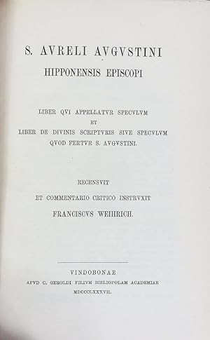 Bild des Verkufers fr Hipponensis Episcopi. Corpus Scriptorum Ecclesiasticorum Latinorum; Bd. 12. zum Verkauf von Antiquariat Bookfarm