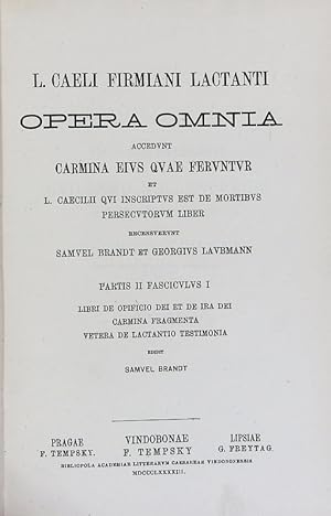 Bild des Verkufers fr Opera omnia [Werke]. Corpus Scriptorum Ecclesiasticorum Latinorum; Bd. 27. zum Verkauf von Antiquariat Bookfarm