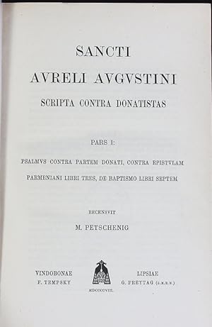 Bild des Verkufers fr Sancti Augustini opera. Corpus Scriptorum Ecclesiasticorum Latinorum; Bd. 51. zum Verkauf von Antiquariat Bookfarm