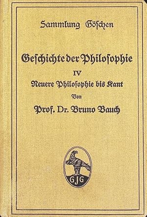 Bild des Verkufers fr Neuere Philosophie bis Kant. Sammlung Gschen; Bd. 394. zum Verkauf von Antiquariat Bookfarm