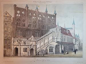 Hotel de Ville de Lubeck. Kolor. Lithographie von Daniel Ramée, gedruckt durch Lemercier, Paris. ...