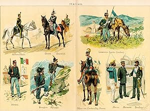 Bild des Verkufers fr Italien. Militr Uniformen. Original Farblithographie von 1891 zum Verkauf von Antiquariat Kastanienhof