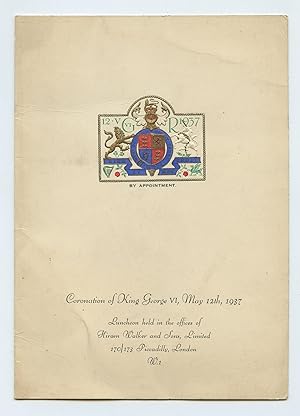 Hiram Walker Coronation luncheon menu, May 12, 1937