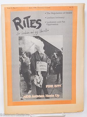 Bild des Verkufers fr Rites: for lesbian and gay liberation; vol. 5, #2, June 1988: Fire Epp! AIDS Activism Heats Up zum Verkauf von Bolerium Books Inc.