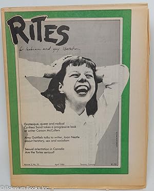 Imagen del vendedor de Rites: for lesbian and gay liberation; vol. 2, #10, April 1986: Grotesque, queer & radical; Carson McCullers a la venta por Bolerium Books Inc.