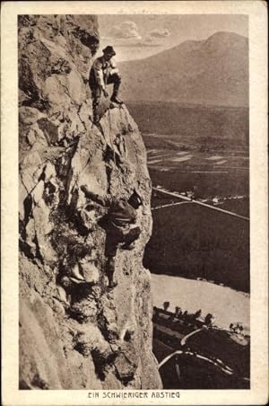 Ansichtskarte / Postkarte Ein schwieriger Abstieg, Bergsteiger