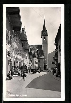 Ansichtskarte Golling, Strassenpartie am oberen Markt mit Gasthof zum schwarzen Adler