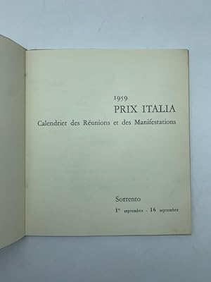 1959. Prix Italia. Calendrier des Reunions et des Manifestations. Sorrento 1er septembre-16 septe...