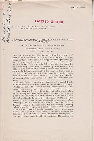 Imagen del vendedor de A Specific Abnormality Associated with a Variety of Genotypes a la venta por Robinson Street Books, IOBA