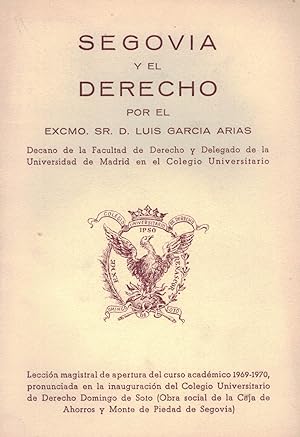 Immagine del venditore per SEGOVIA Y EL DERECHO venduto da Librera Torren de Rueda