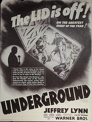 Image du vendeur pour Underground Herald 1941 Jeffrey Lynn, Philip Dorn, Kaaren Verne mis en vente par AcornBooksNH