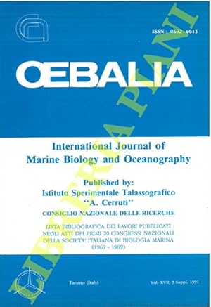 Oebalia. International Journal of Marine Biology and Oceanography. Vol. XVII. Suppl. n. 3. Lista ...