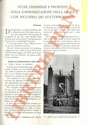 Studi, esperienze e proposte sulla carbonizzazione della legna con ricupero dei sottoprodotti.