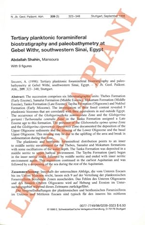 Tertiary planktonic foraminiferal biostratigraphy and paleobathymetry at Gebel Withr, southwester...