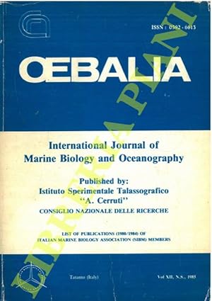 Oebalia. International Journal of Marine Biology and Oceanography. Vol. XII. N. S. List of Public...