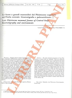 Le faune a grandi mammiferi del Pleistocene superiore dell?Italia centrale: biostratigrafia e pal...