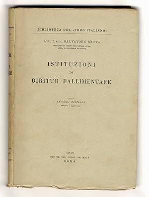 Bild des Verkufers fr Istituzioni di diritto fallimentare. Seconda edizione riveduta e aggiornata. zum Verkauf von Libreria Oreste Gozzini snc