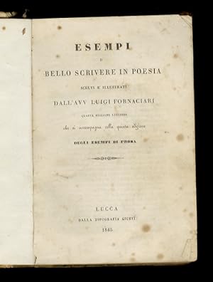 Imagen del vendedor de Esempi di bello scrivere in poesia. Scelti e illustrati dall'avv. Luigi Fornaciari. Quarta edizione lucchese, che si accompagna colla quinta edizione degli esempi di prosa. a la venta por Libreria Oreste Gozzini snc