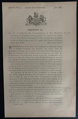 An Act to authorize the commissioners of Her Majesty's Treasury to guarantee the payment of a loa...