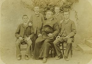 France Priest with students old photo 1900