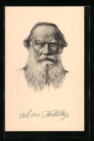 Bild des Verkufers fr Knstler-Ansichtskarte Graf Leo Tolstoi, Portrait des gealterten Schriftstellers zum Verkauf von Bartko-Reher