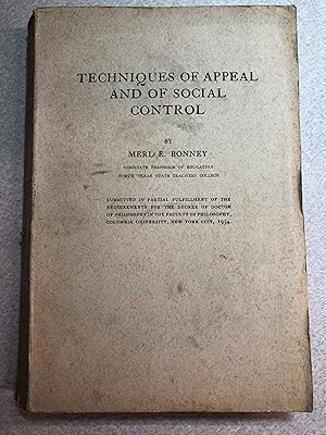 Imagen del vendedor de Techniques of Appeal and of Social Control a la venta por Rosario Beach Rare Books