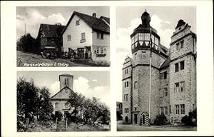 Bild des Verkufers fr Ansichtskarte / Postkarte Nesselrden Herleshausen in Hessen, Schloss, Kirche, Straenpartie zum Verkauf von akpool GmbH