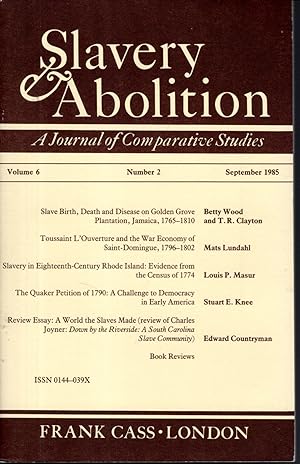 Seller image for Slavery & Abolition: A Journal of Comparative Studies: Volume 6, Number 2, September, 1985 for sale by Dorley House Books, Inc.