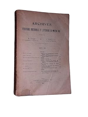 Seller image for Archives d'histoire doctrinale et littraire du Moyen-ge Anne 1930 for sale by Librairie Douin