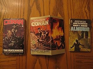 Imagen del vendedor de Sword and Sorcery Conan and Conan Pastiche Seven (7) Paperback Book Lot, including: The Bronze Axe (Richard Blade); Godman!; Warlord of Ghandor; Quest of the Dark Lady; Almuric; Conan the Rebel (with fold out cover), and; Conan the Buccaneer a la venta por Clarkean Books