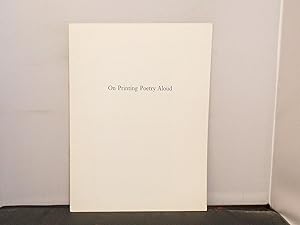 Imagen del vendedor de On Printing Poetry Aloud a la venta por Provan Books