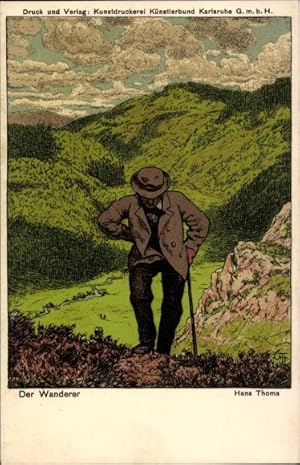 Künstler Ansichtskarte / Postkarte Thoma, Hans, Der Wanderer, Landschaft