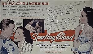 Seller image for Sporting Blood Herald 1940 Robert Young, Maureen O'Sullivan, Scarce! for sale by AcornBooksNH