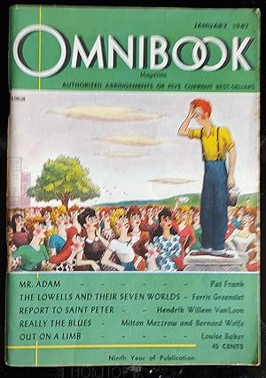 Immagine del venditore per Pat Frank's "Mr Adam" / Ferris Greenslet's "The Lowells And Their Seven Worlds" / Hendrik Willem VanLoon's "Report To Saint Peter" / Milton Mezzrow and Bernard Wolfe's "Really The Blues" / Louise Baker's "Out On A Limb" / Omnibook Magazine: January1947. venduto da Shore Books