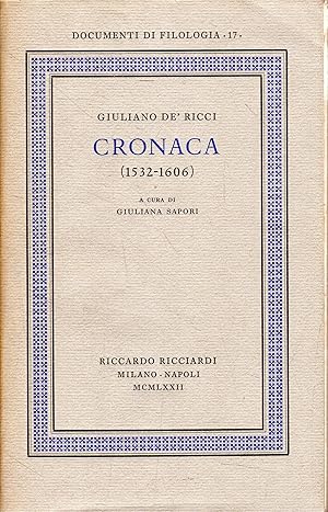 Imagen del vendedor de Cronaca (1532-1606) a la venta por Messinissa libri