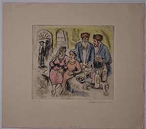 (Etching) Untitled ( Couples with Wine )