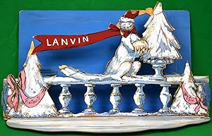 Seller image for Lanvin Paris Pretexte/ My Sin Christmas Advert Sign w/ Cat On Fence for sale by The Cary Collection