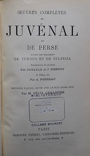 Oeuvres Complètes de Juvénal et de Perse