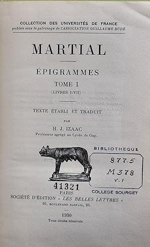 Epigrammes, tome I (Livres I-VII)