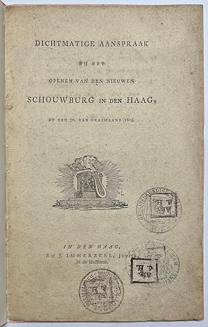 [Printed publication, 1804, commemorative poem, theatre] Dichtmatige Aanspraak bij het openen van...