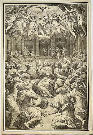 Antique print, engraving | The Pentecost / Pinksteren, published 1574 or 1602, 1 p.